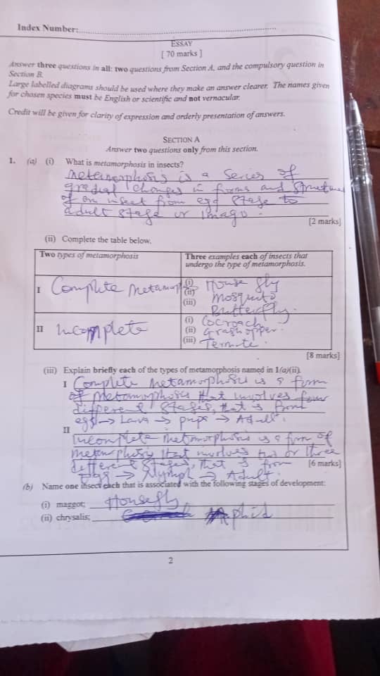 biology waec essay answer